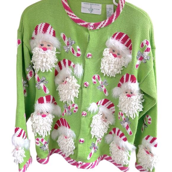 Design Options By Philip & Jane Gordon Sweaters - Christmas Santa Cardigan Vintage Design Options By Philip & Jane Gordon Large